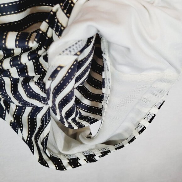 Niptuck Swimsuit One Piece Size 8 US Striped Black White Gold Multi-Fit Cup - Picture 9 of 9